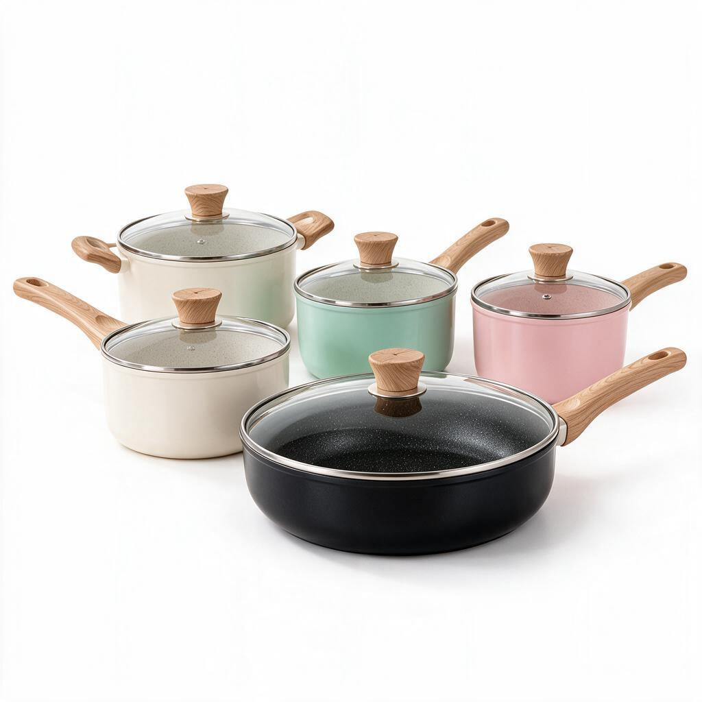 Cream Cookware Set with Glass Lids — product detail
