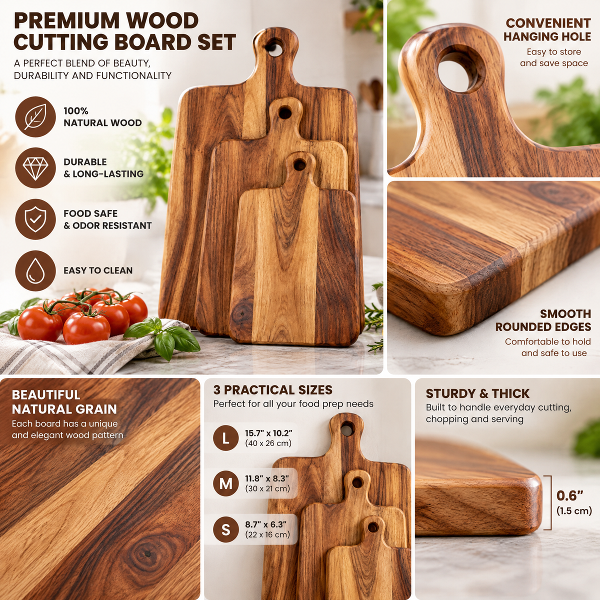 Wood Cutting Board Set — product detail