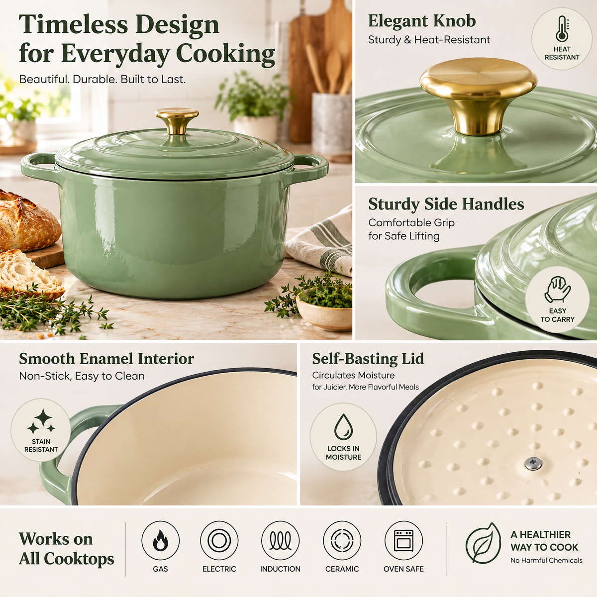 Sage Green Dutch Oven with Lid — product detail