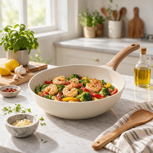 Cream Deep Sauté Pan — kitchen setting