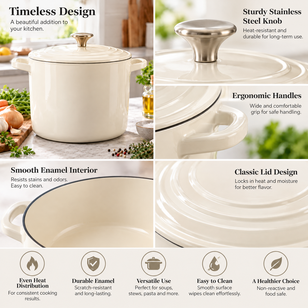 Classic Cream Lidded Stockpot — product detail