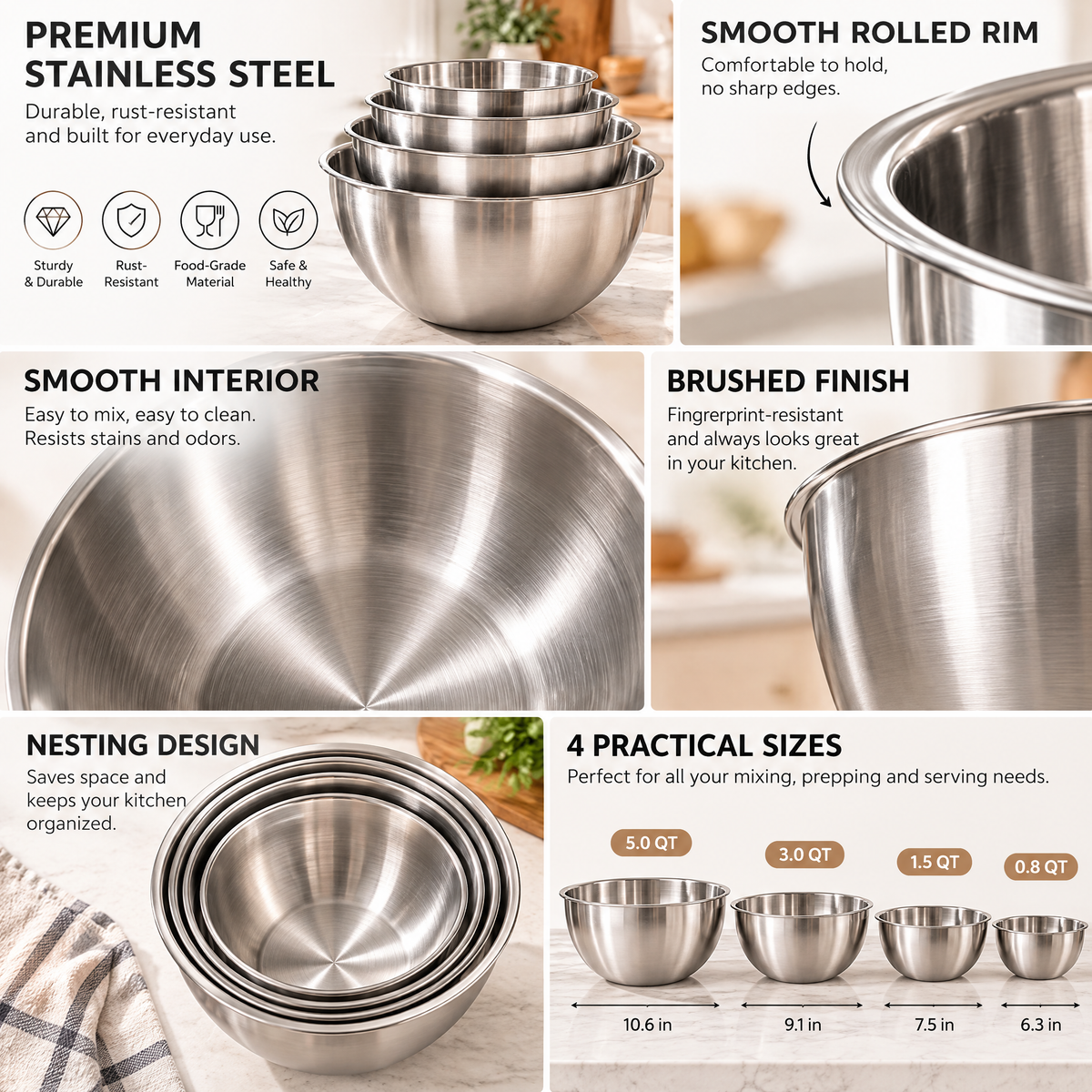 Stainless Steel Nesting Bowl Set — product detail