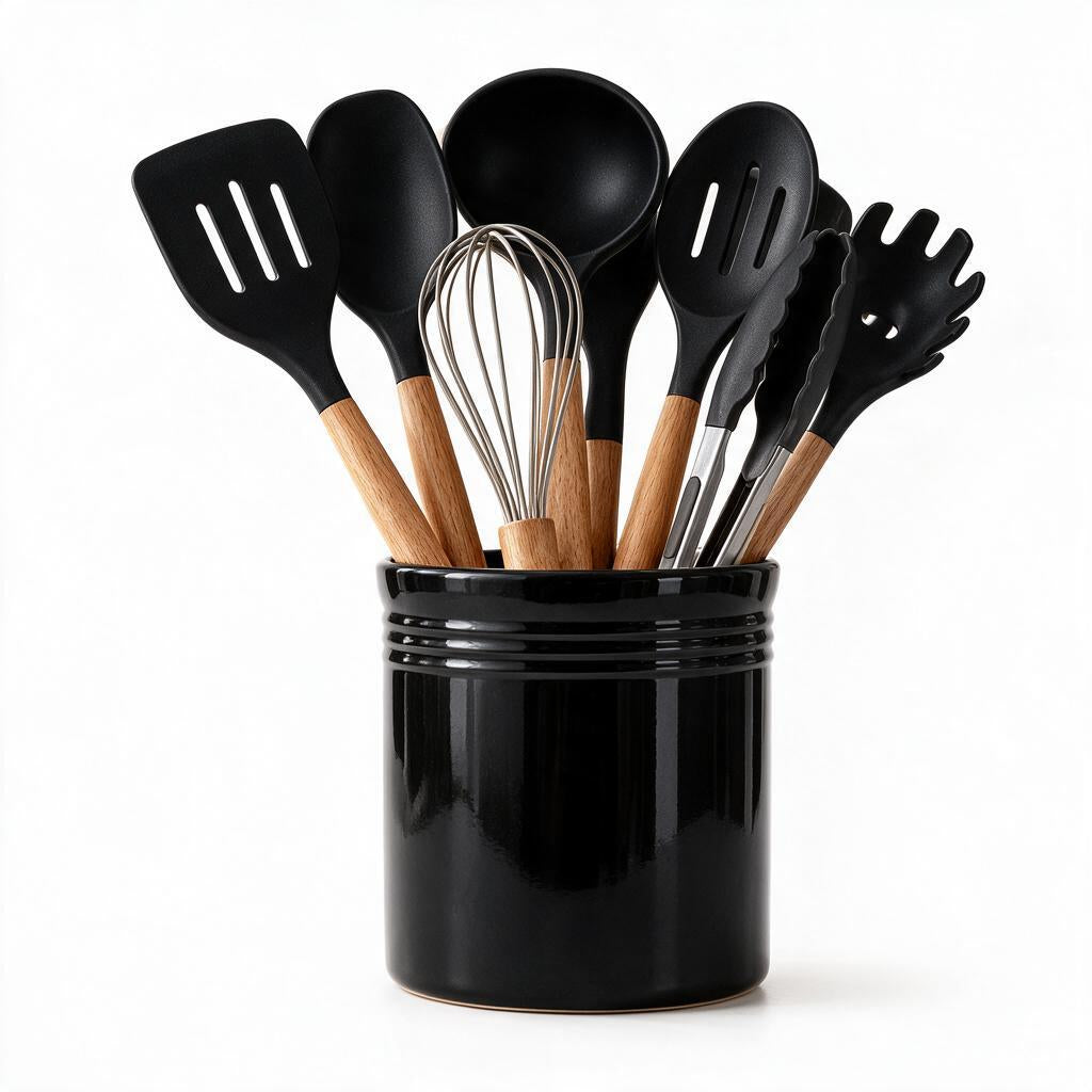 Cream Utensil Set with Crock — product detail